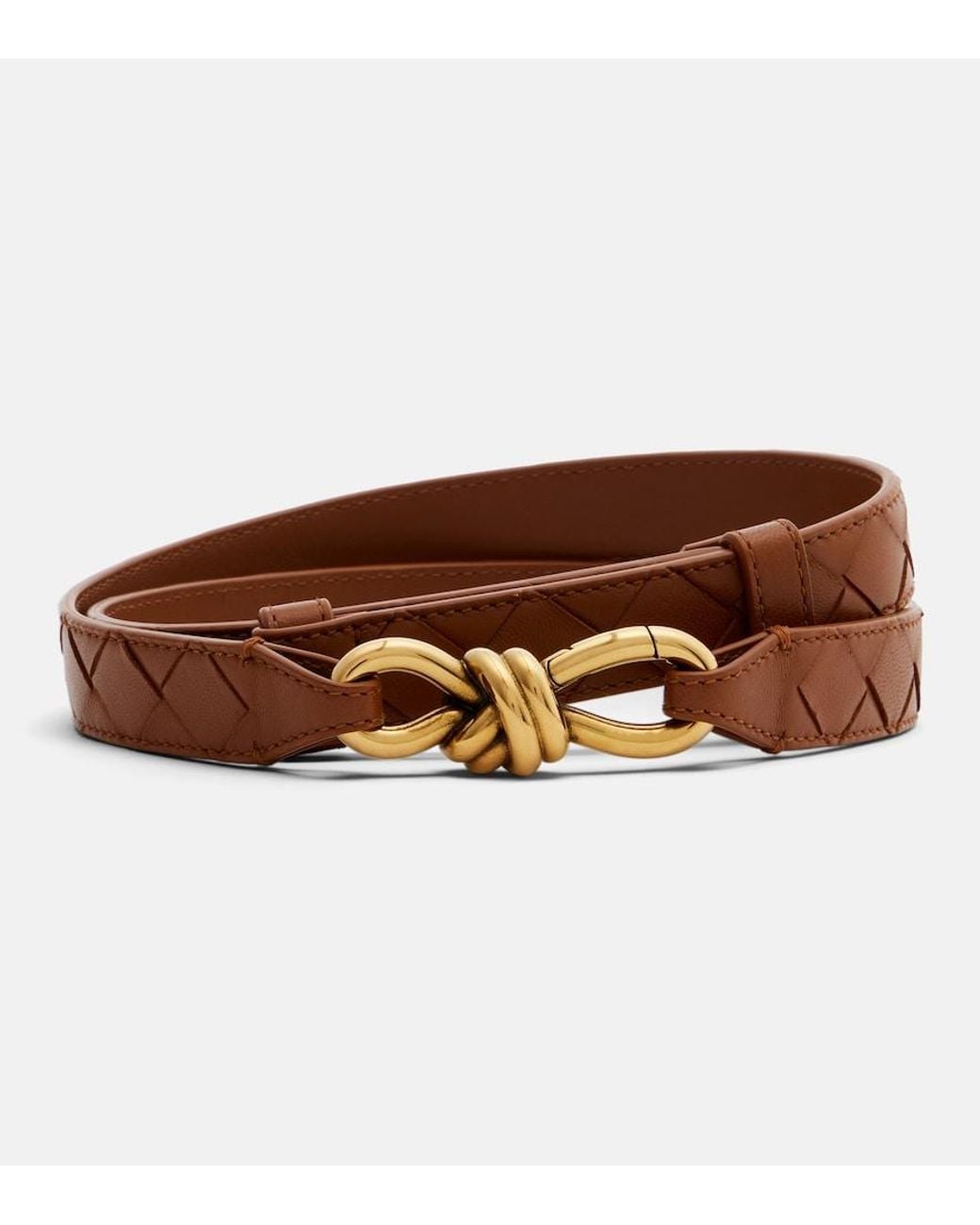 Bottega Veneta Brown Andiamo Intrecciato Leather Belt