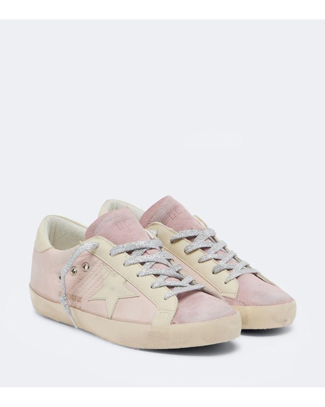 Golden Goose Deluxe Brand Pink Super-Star Leather-Trimmed Sneakers