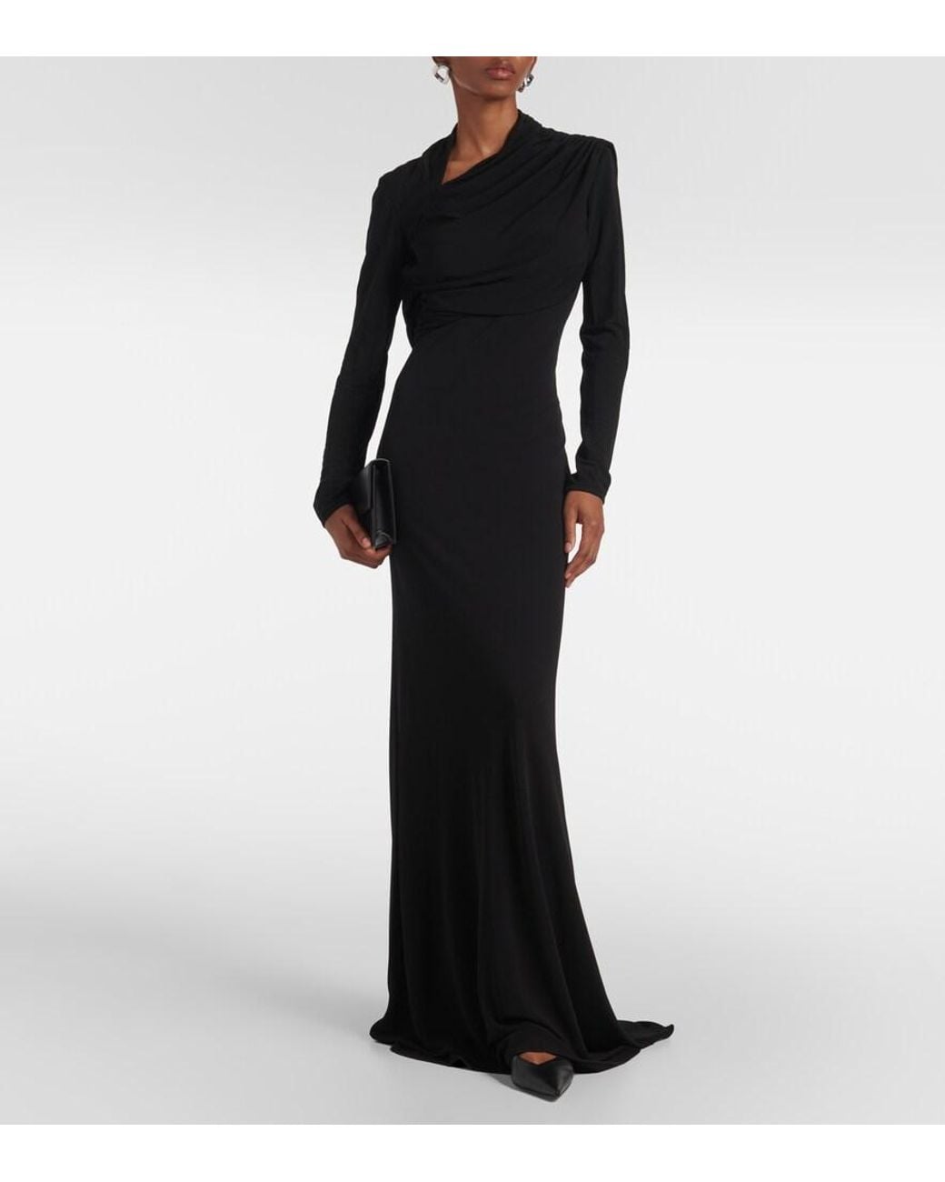 FFORME Black Joy Pleated Jersey Maxi Dress