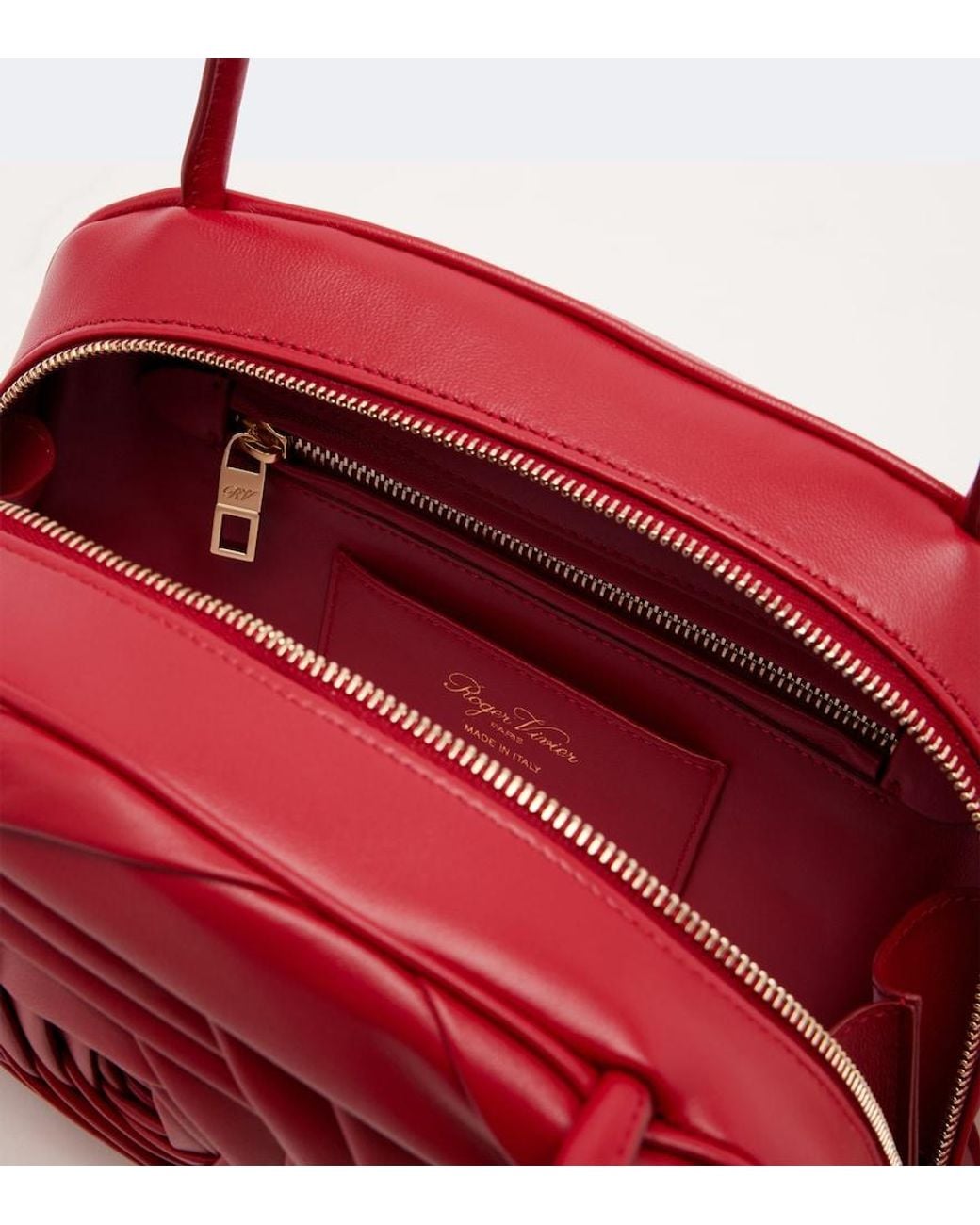 Roger Vivier Red Roseline Leather Shoulder Bag