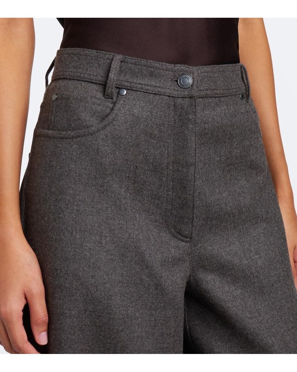 Max Mara Gray Virgin Wool Wide-Leg Pants