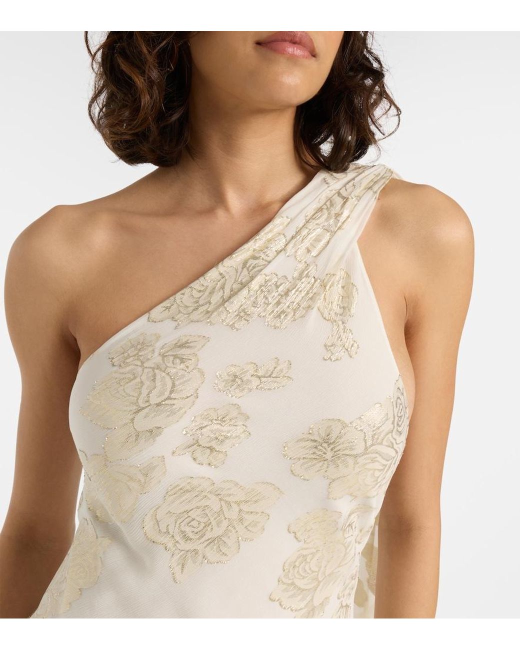 Alexandra Miro White Ava Silk-Blend Lame Maxi Dress
