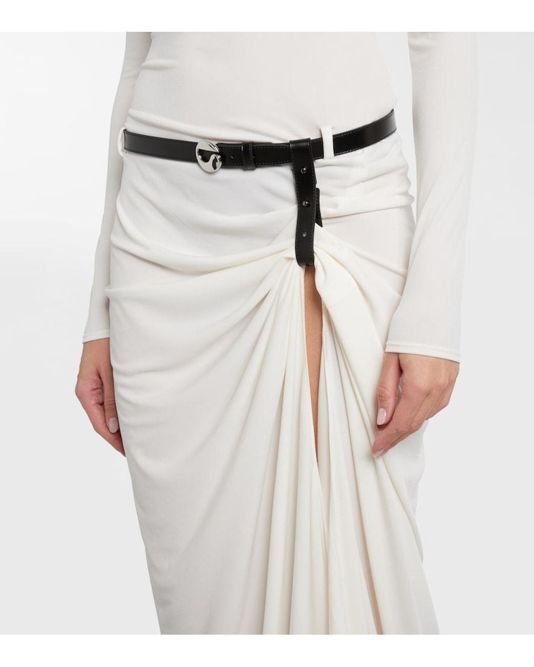 Coperni White Belted Draped Gown