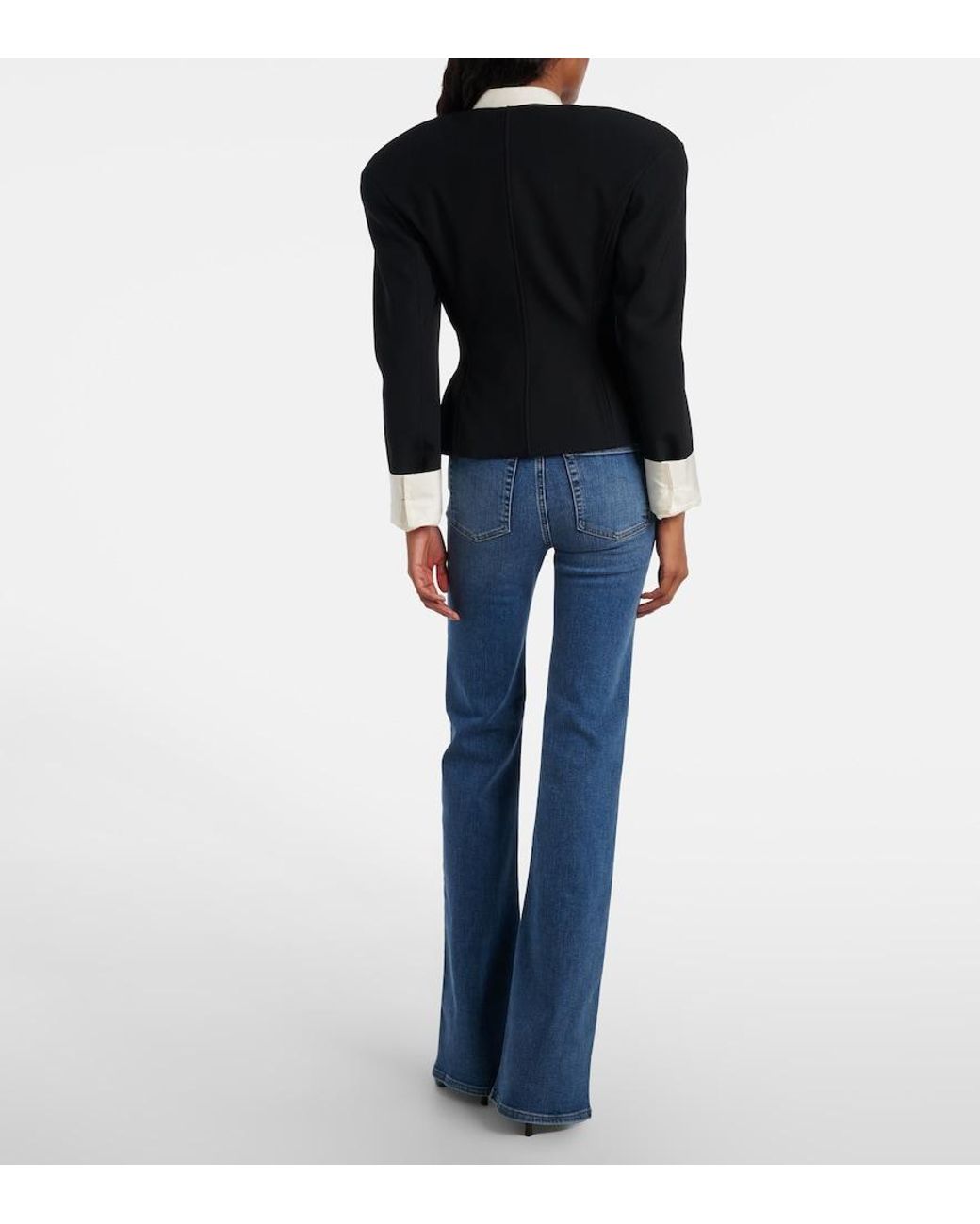 FRAME Blue Icon Long Mid-Rise Flared Jeans