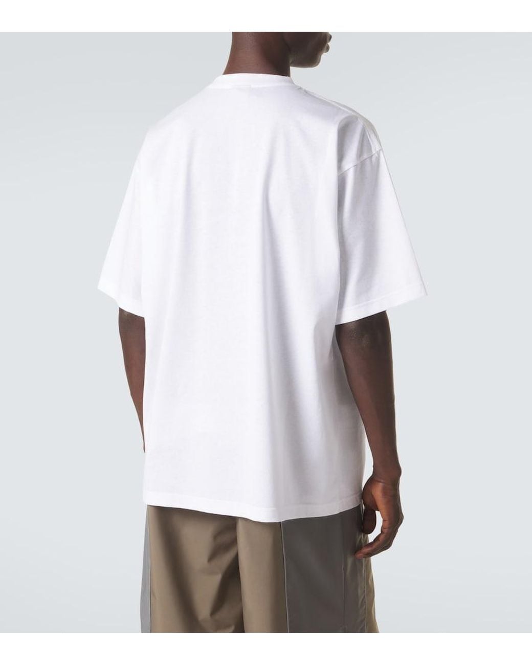 Balenciaga White Printed Cotton Jersey T-Shirt for men