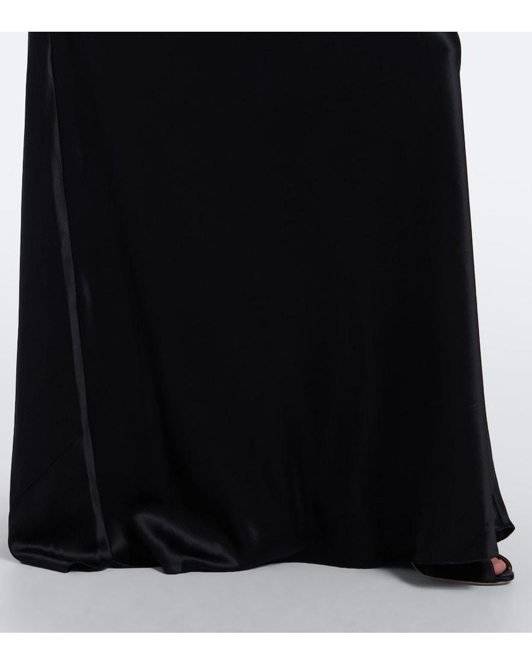 The Sei Black Sequined Lace-Trimmed Silk Satin Gown