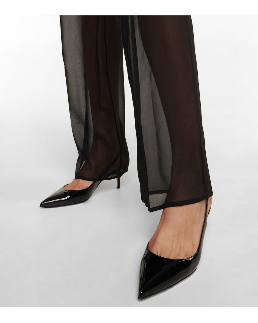 Gianvito Rossi Black Ribbon Sling 55 Leather Slingback Pumps