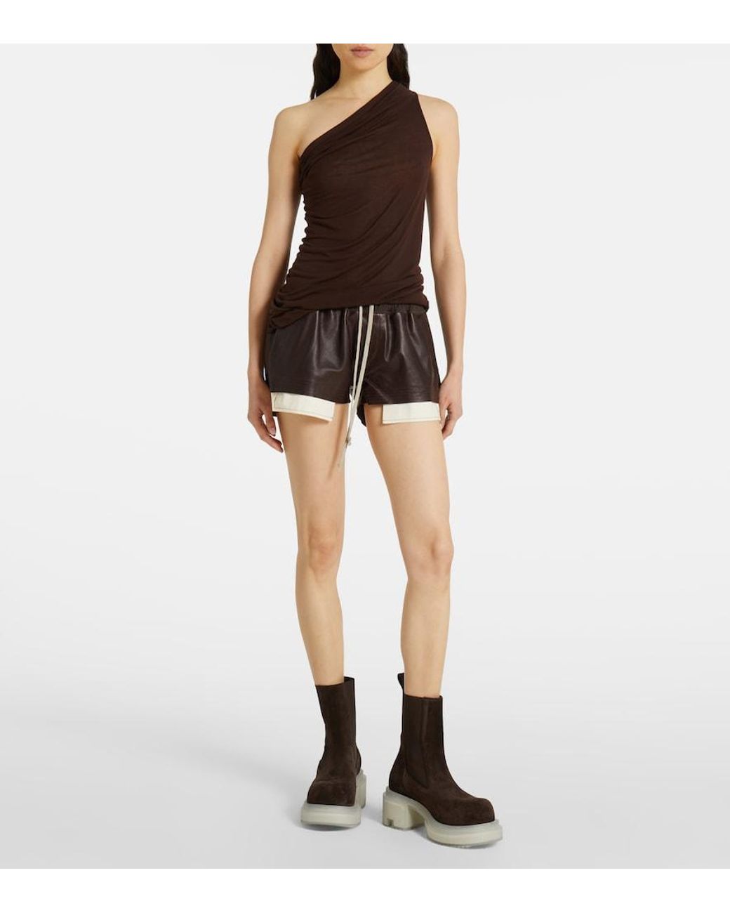 Rick Owens Brown Athena One-Shoulder Top