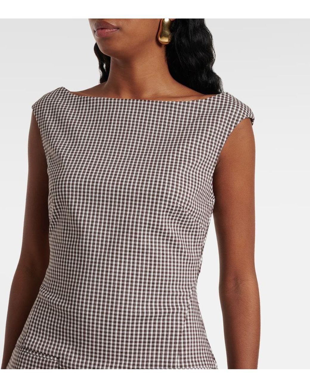 Staud Brown Walker Checked Minidress