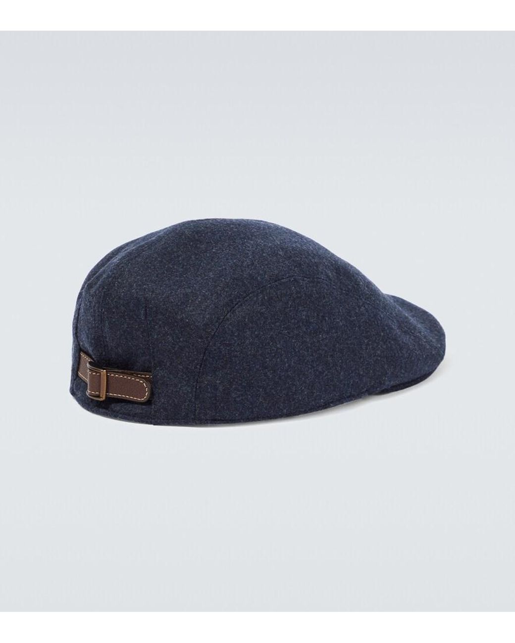 Brunello Cucinelli Blue Logo Wool Cap for men