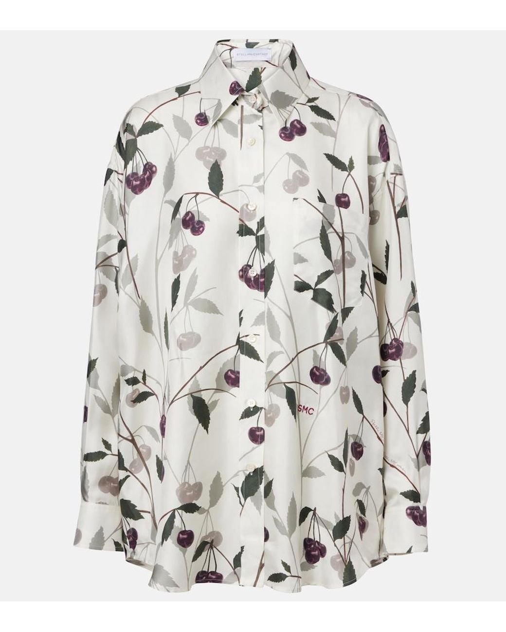 Stella McCartney Gray Printed Silk Twill Shirt