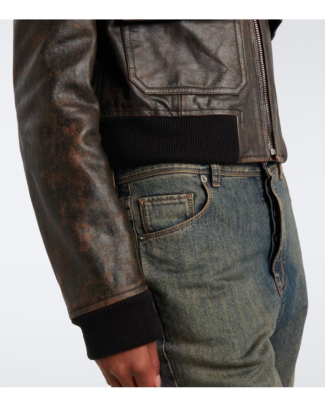 Fendi Black Shearling-Trimmed Leather Jacket