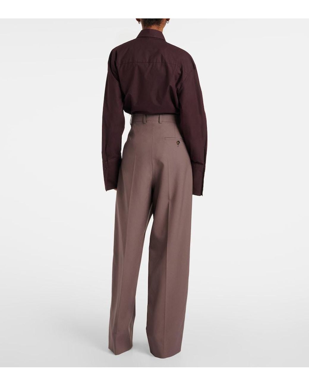 Stella McCartney Brown Wool Wide-Leg Pants