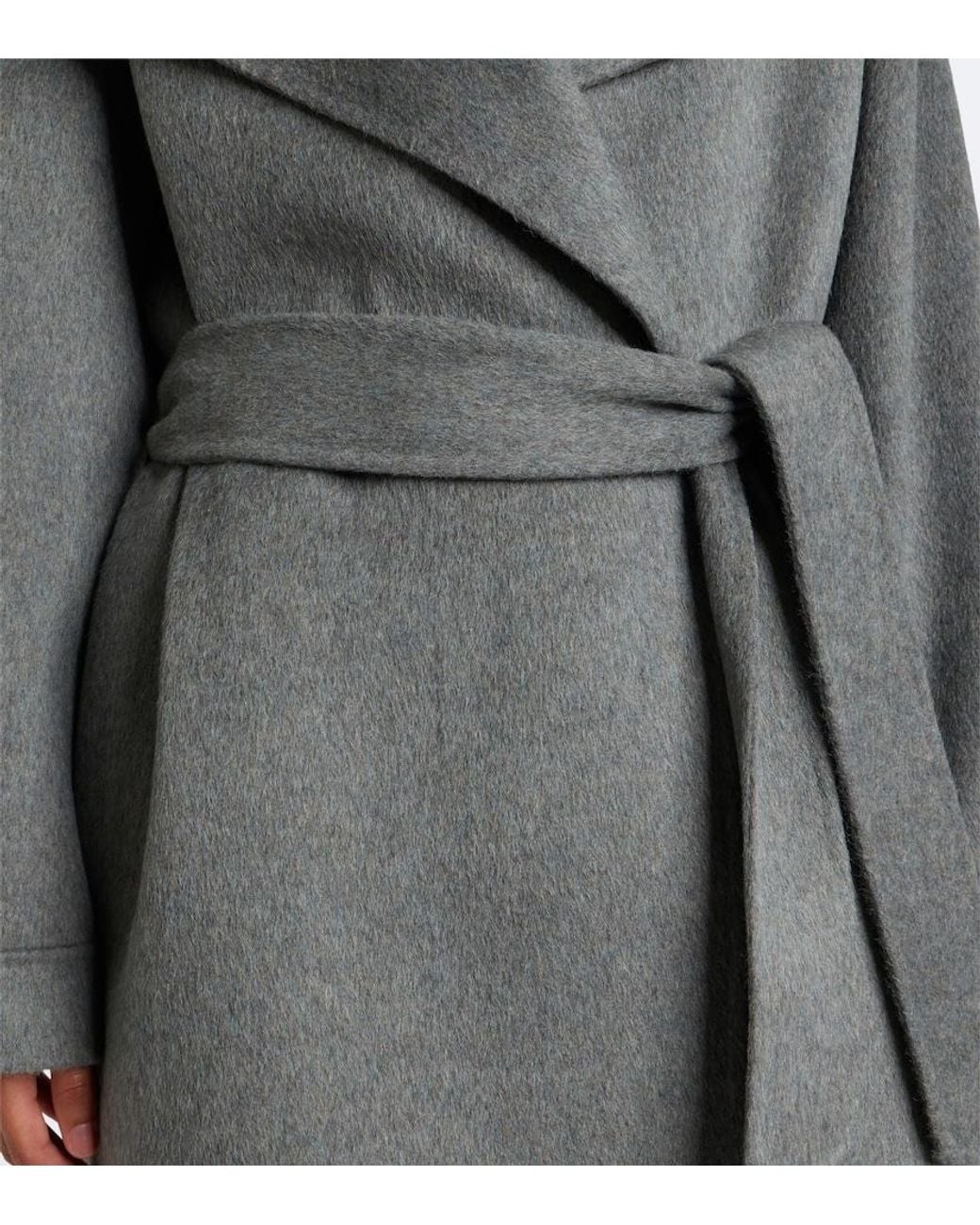 Frankie Shop Gray Issen Wool-Blend Wrap Coat
