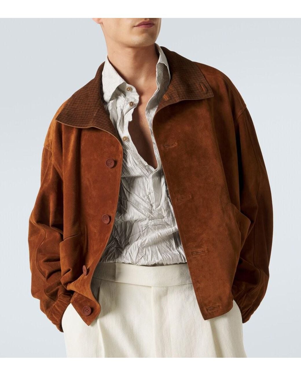 Zegna Natural Striped Silk Shirt for men