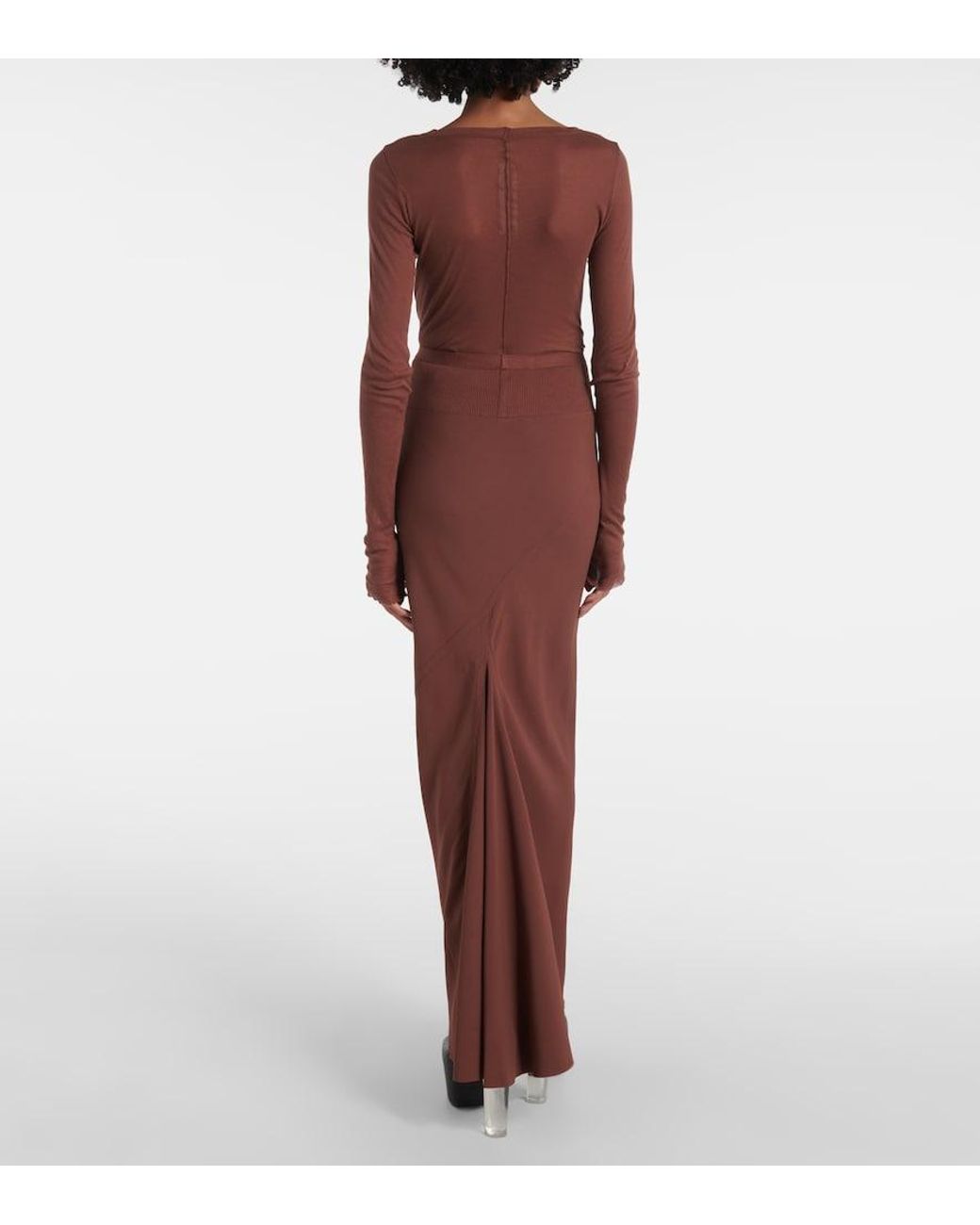 Rick Owens Brown Knitted Maxi Skirt