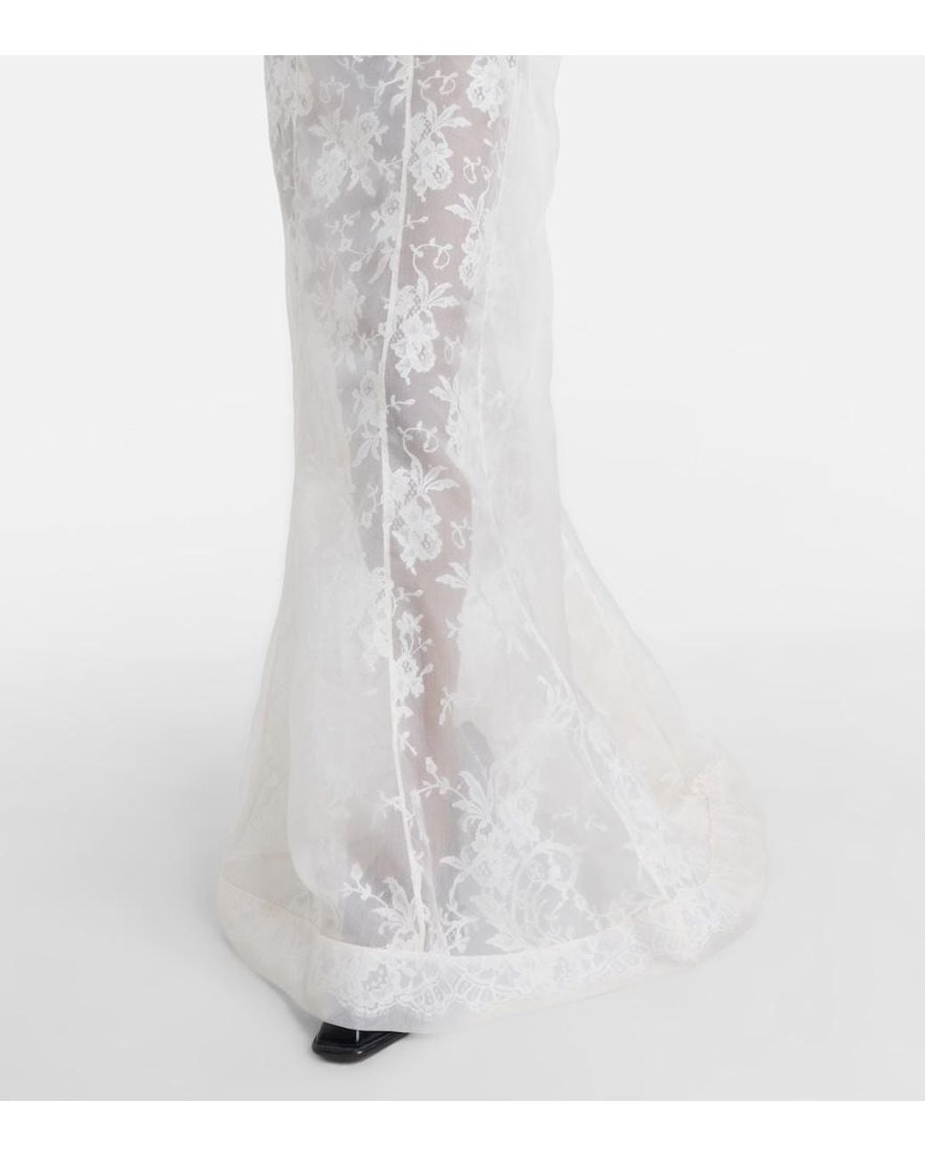 McQueen White Sheer Silk Lace Gown