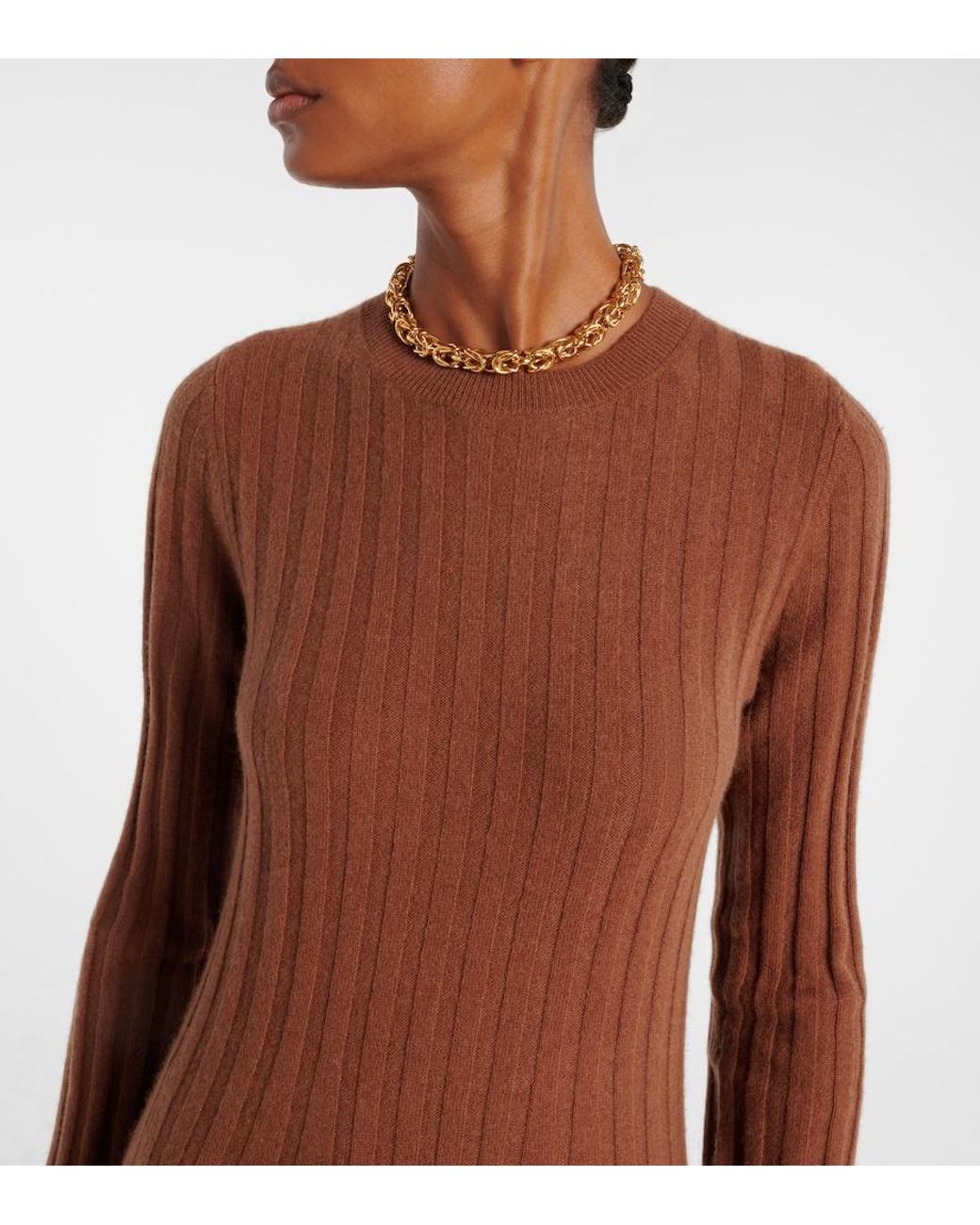 Altuzarra Brown Gia Ribbed-Knit Wool And Cashmere Maxi Dress