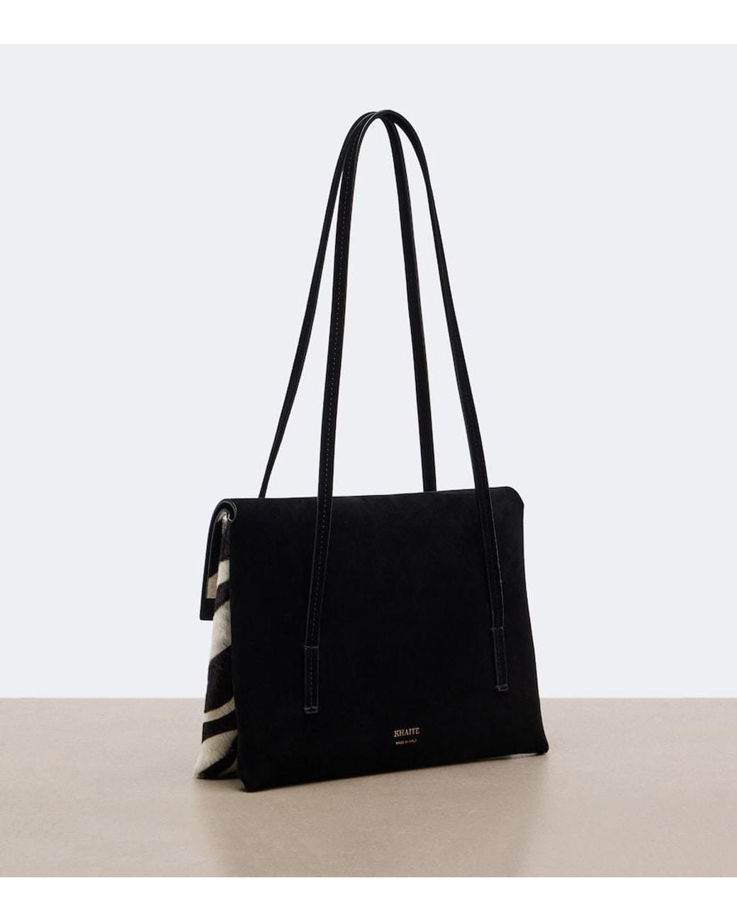 Khaite Black Soft Blake Small Calf Hair Shoulder Bag