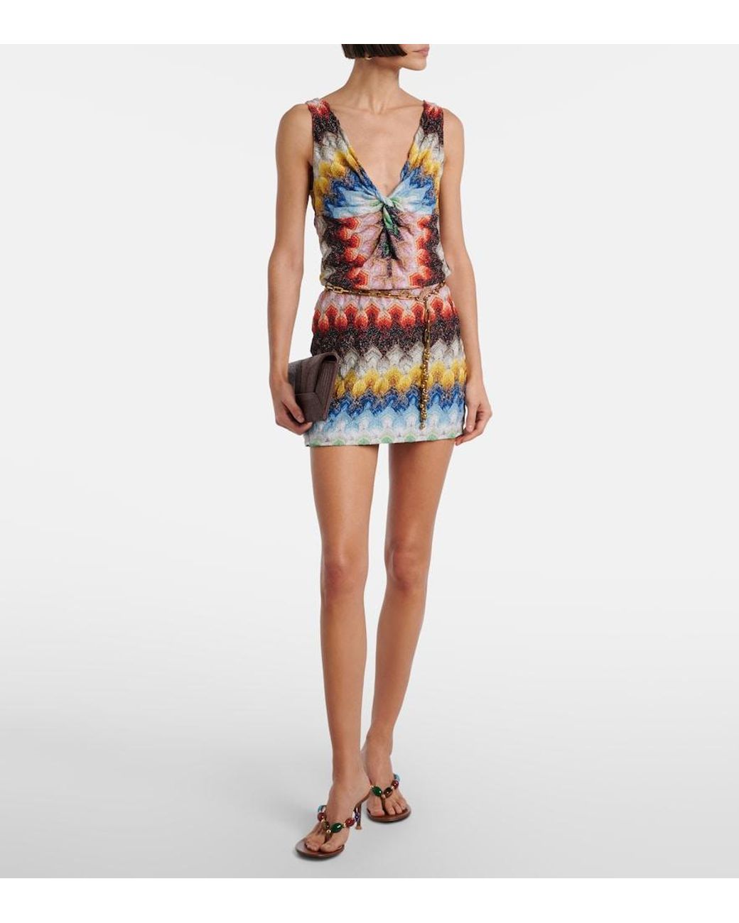 Missoni Multicolor Gathered Lame Top