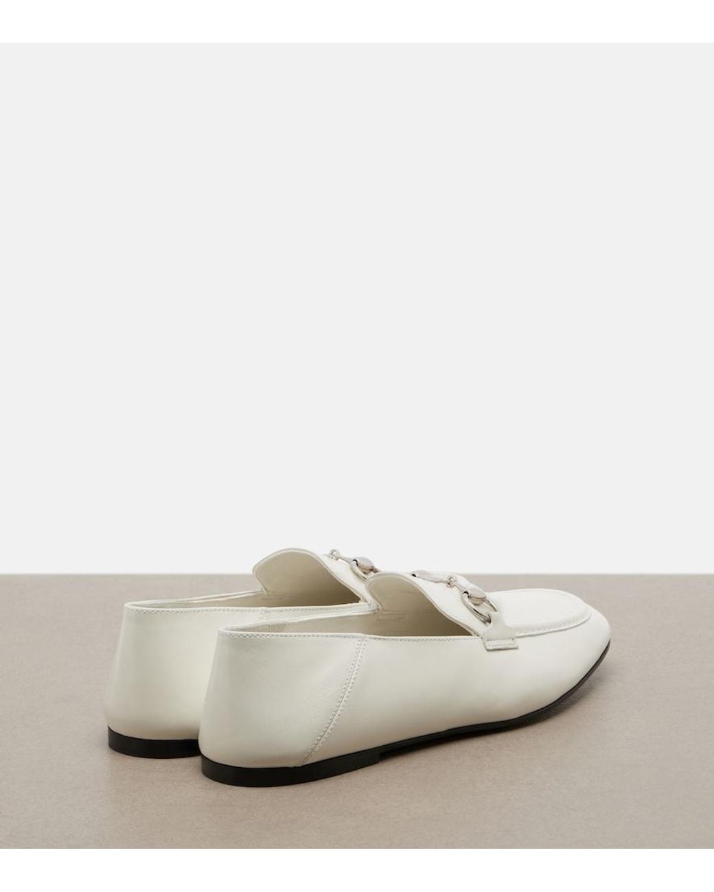 Gucci White Jordaan Soft Horsebit Leather Loafers