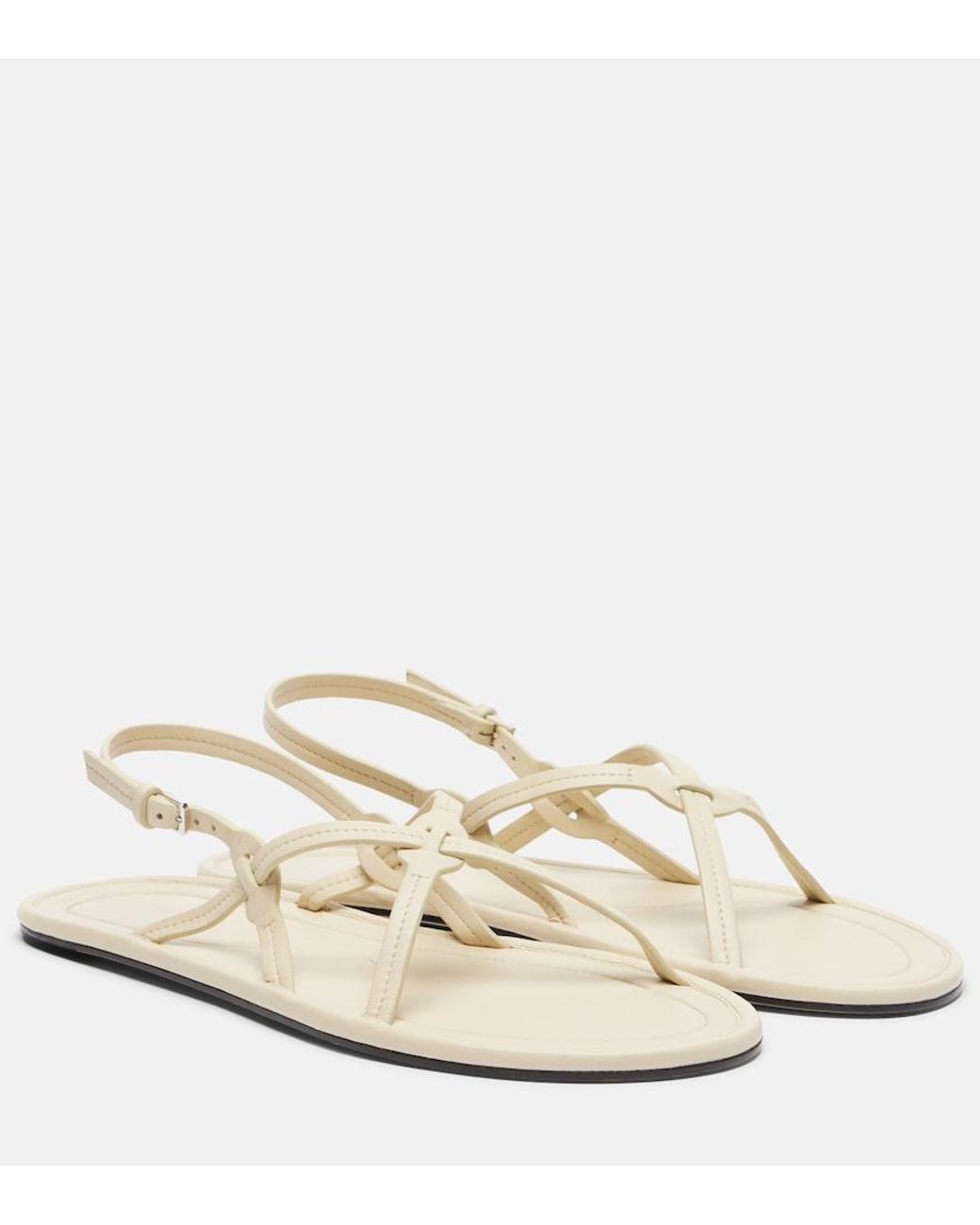 The Row White Malick Strap Leather Sandals
