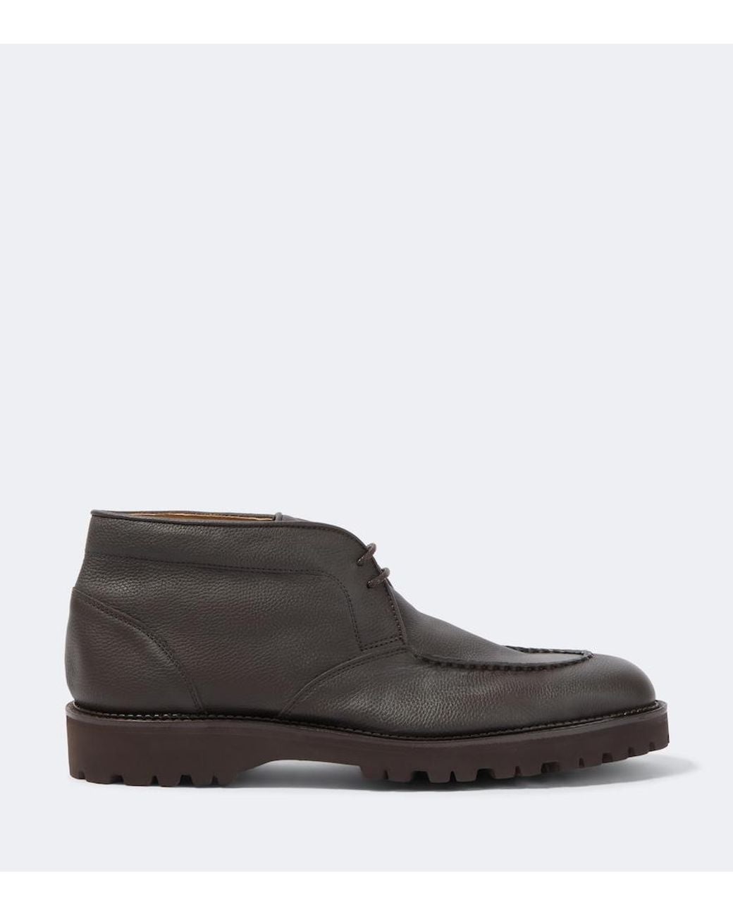 John Lobb Brown Leather Desert Boots for men