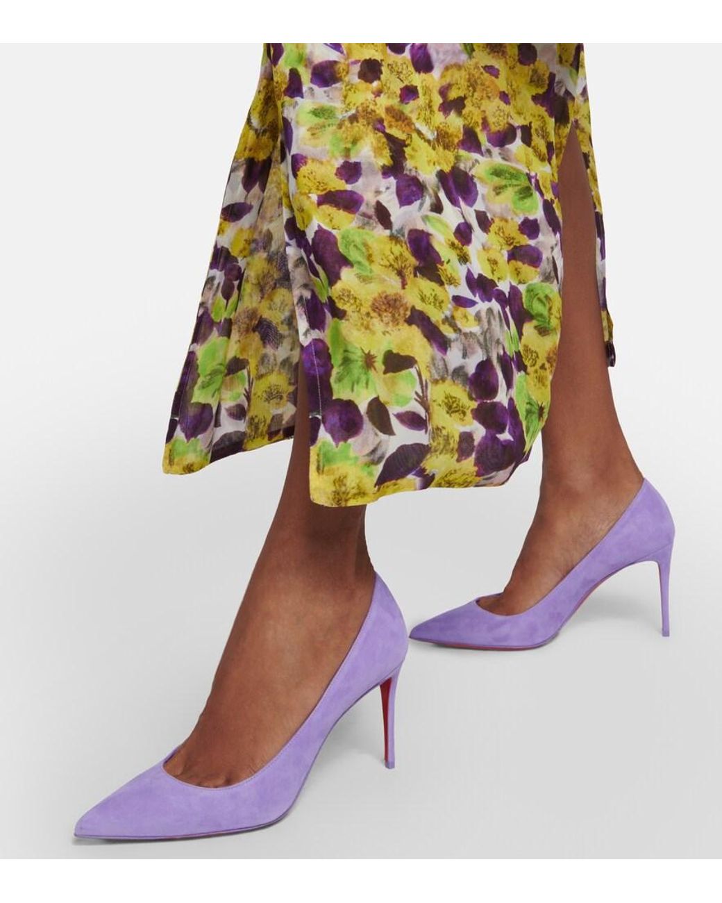 Christian Louboutin Purple Kate 85 Patent Suede Pumps