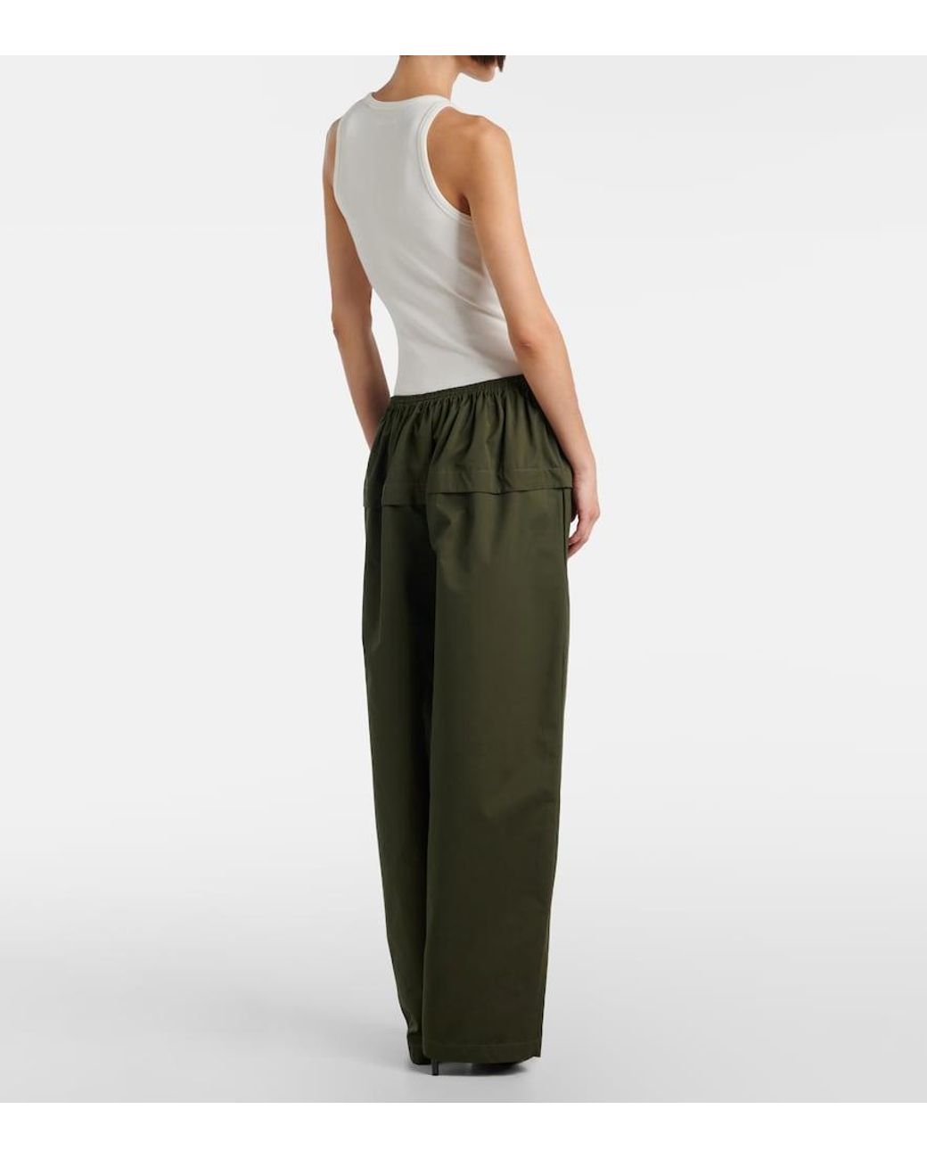 Alaïa Green Peplum Cotton Tapered Pants