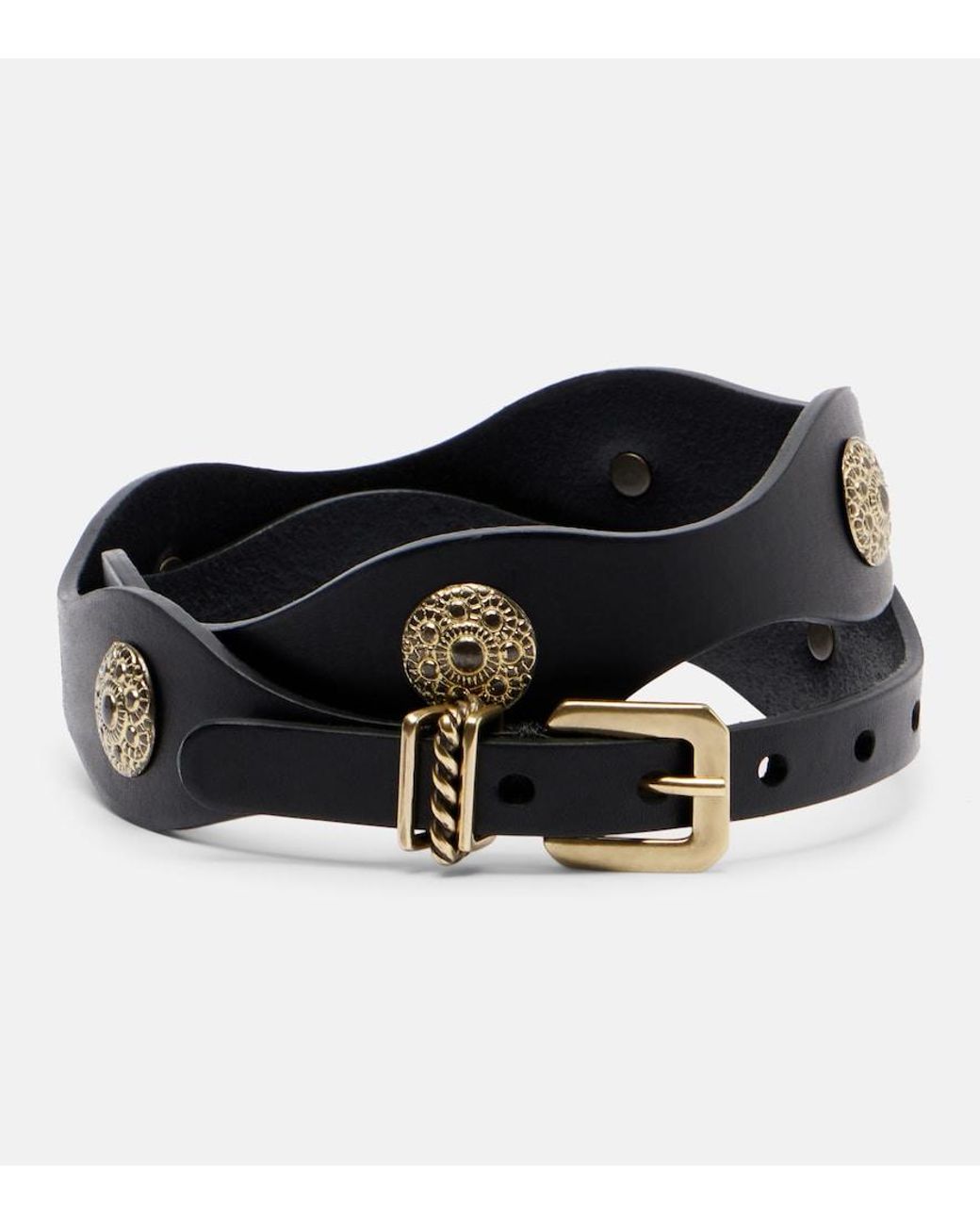 Etro Black Embellished Leather Belt