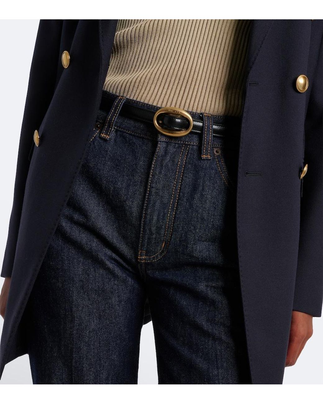 Saint Laurent Black Reversible Leather Belt
