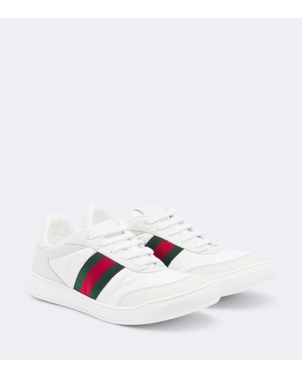 Gucci White Screener Web Stripe Sneakers