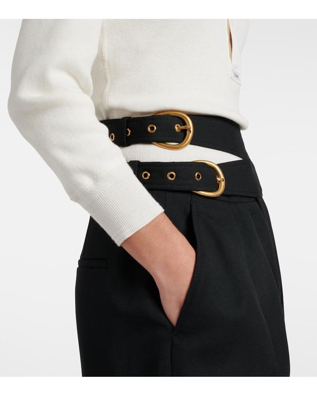Chloé Black Virgin Wool Wide-Leg Pants