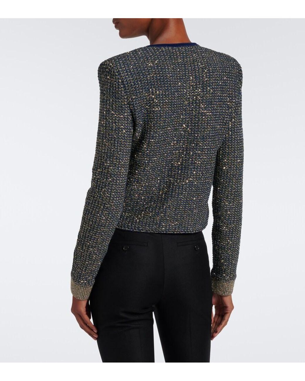 Balmain Blue Sequined Tweed Jacket