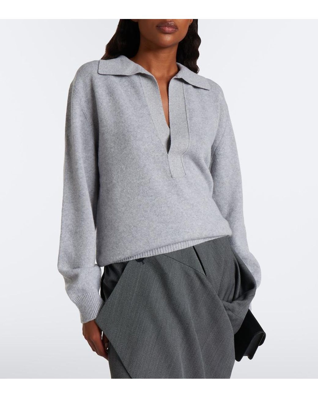 Victoria Beckham Gray Genevieve Wool And Cashmere Sweater