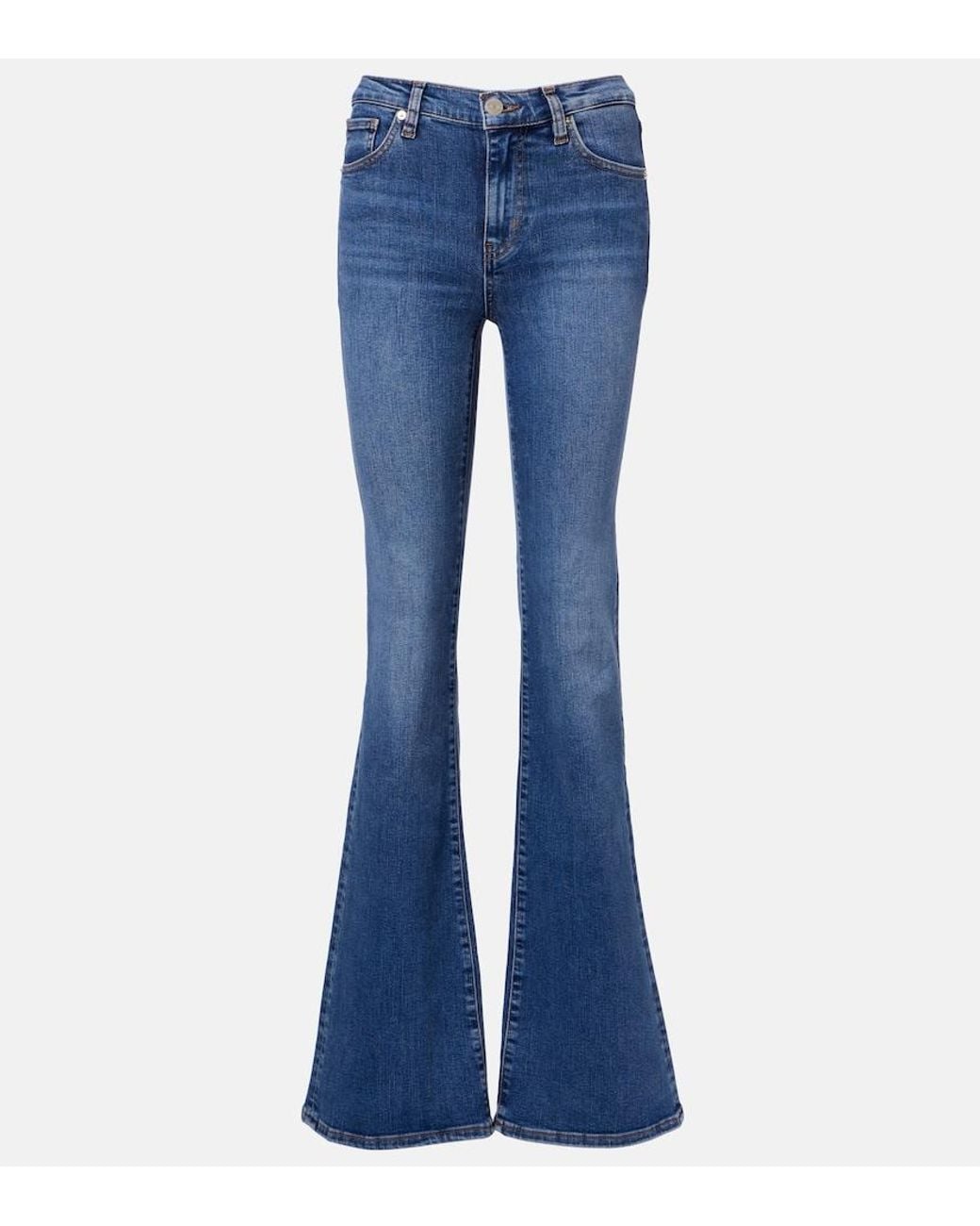 FRAME Blue Icon Long Mid-Rise Flared Jeans