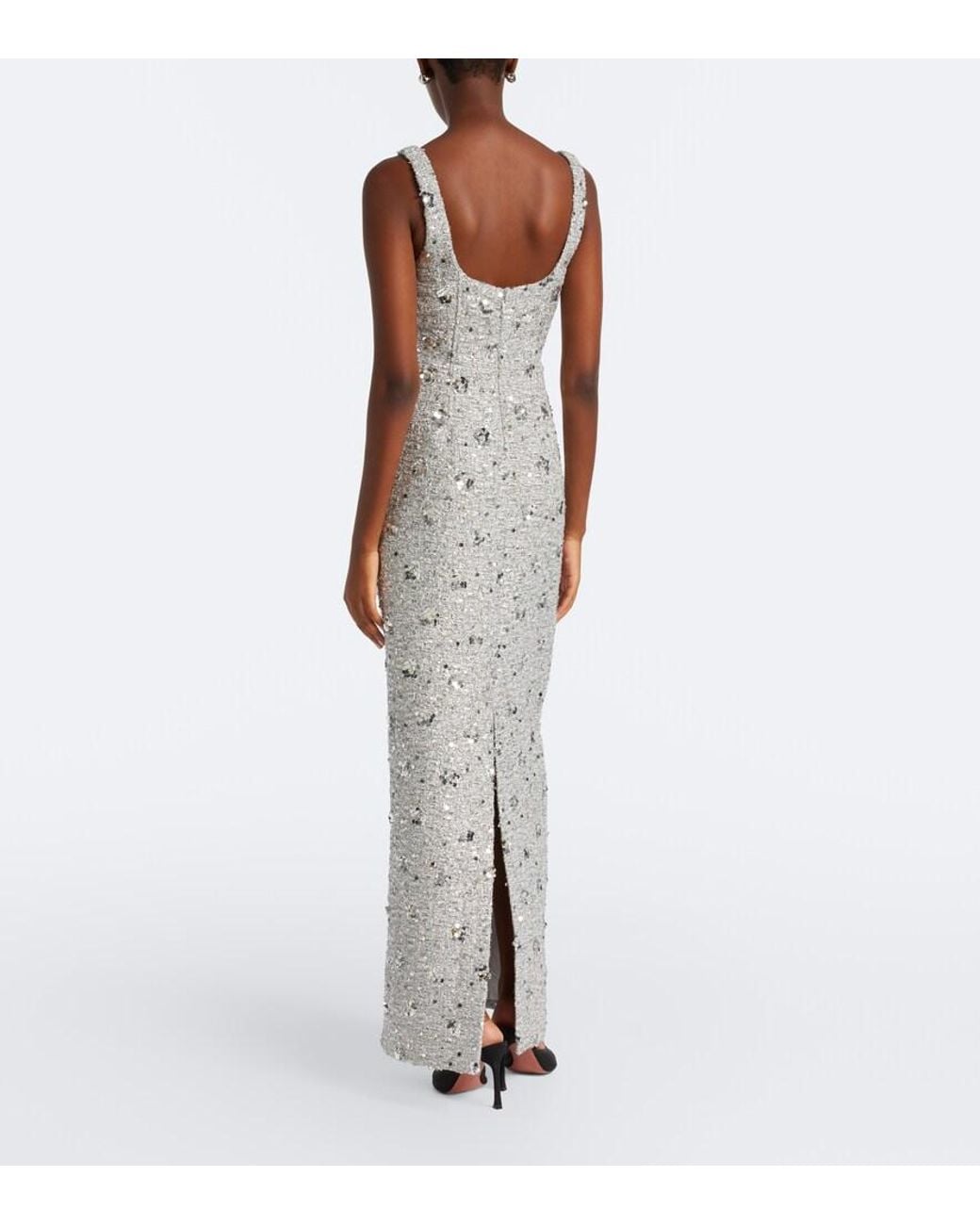 Jonathan Simkhai White Viella Sequined Tweed Gown