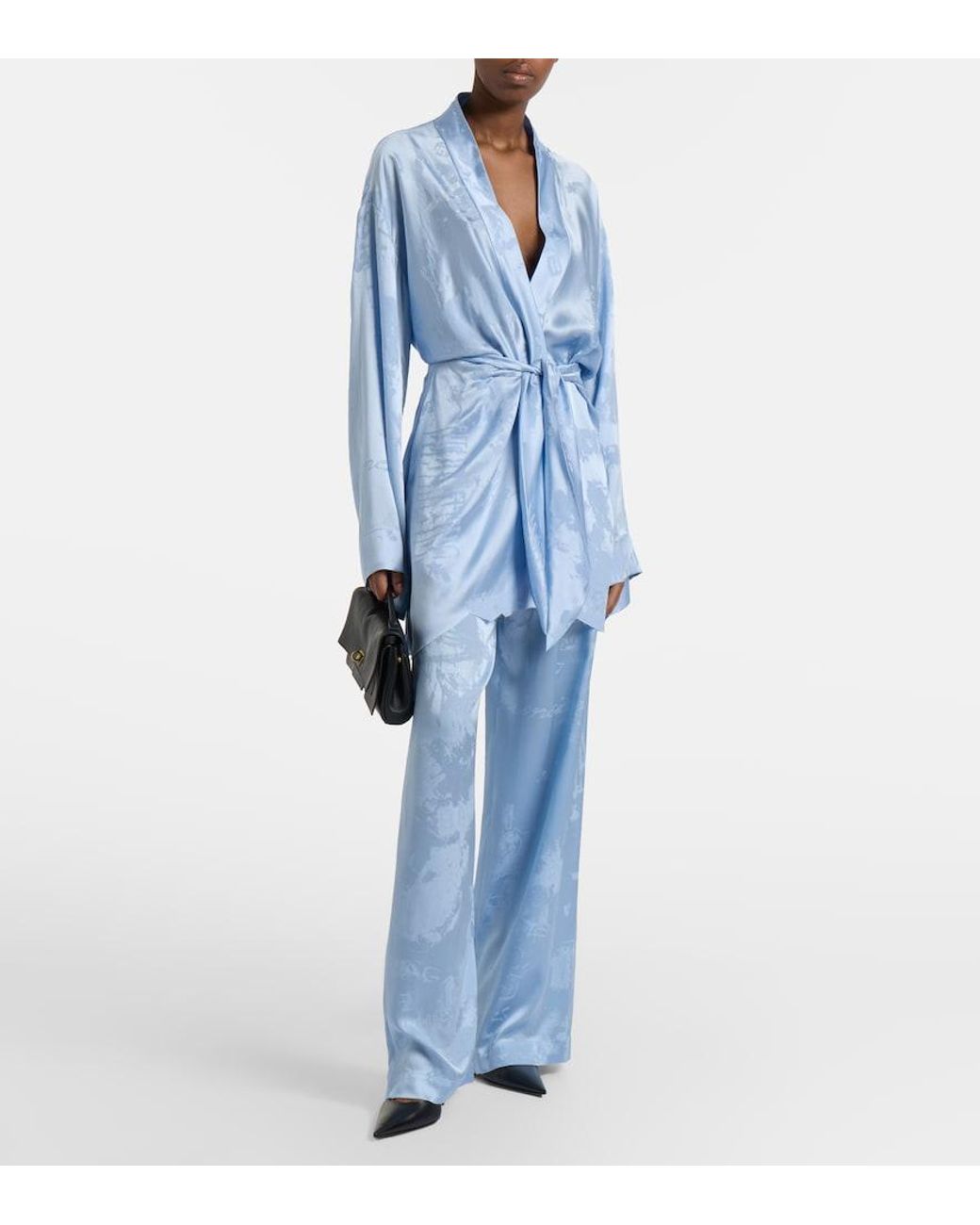Balenciaga Blue Silk Wrap Dress