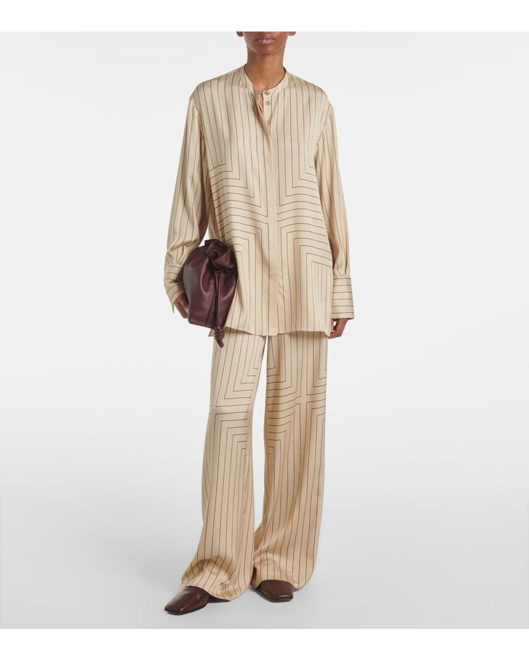 Joseph Natural Hulin Silk-Blend Wide-Leg Pants