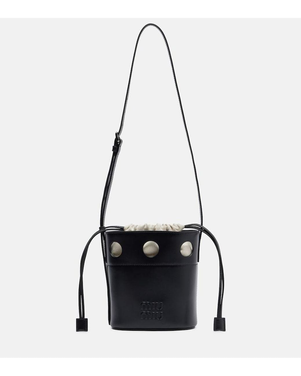 Miu Miu Black Leather Bucket Bag