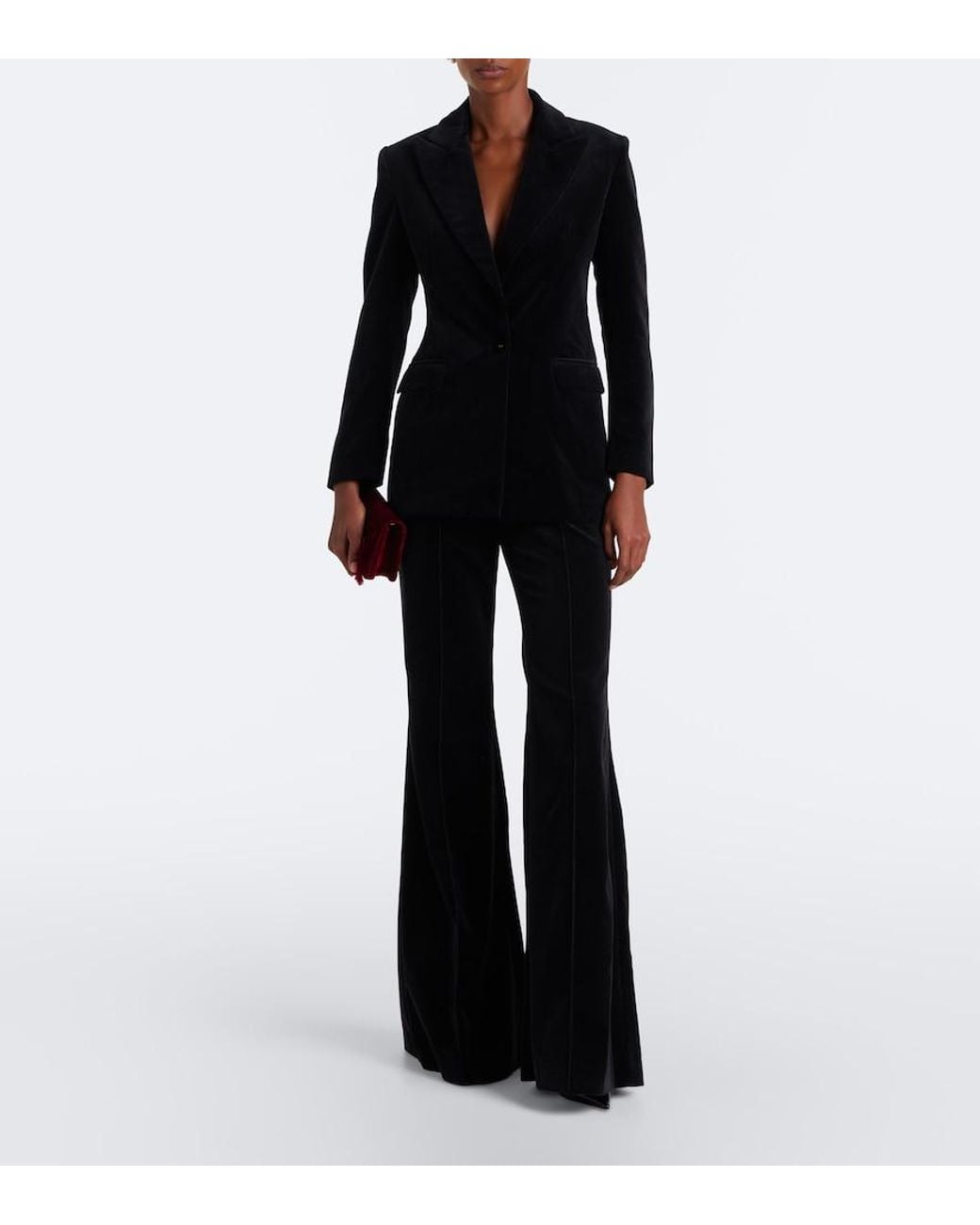 Costarellos Black Daimy Cotton Velvet Blazer