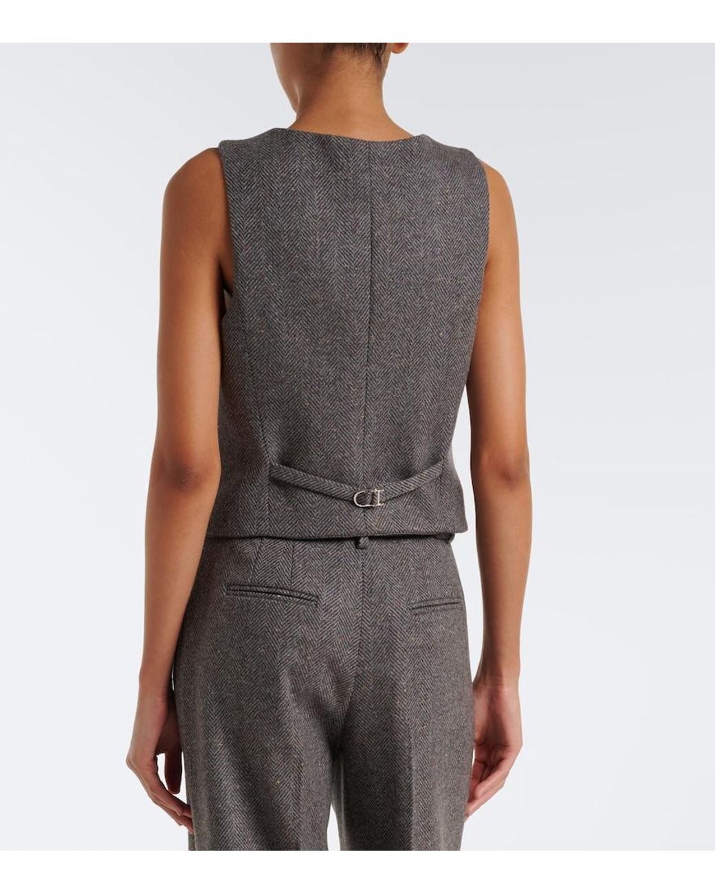 Gabriela Hearst Gray Coleridge Herringbone Cashmere And Wool Vest