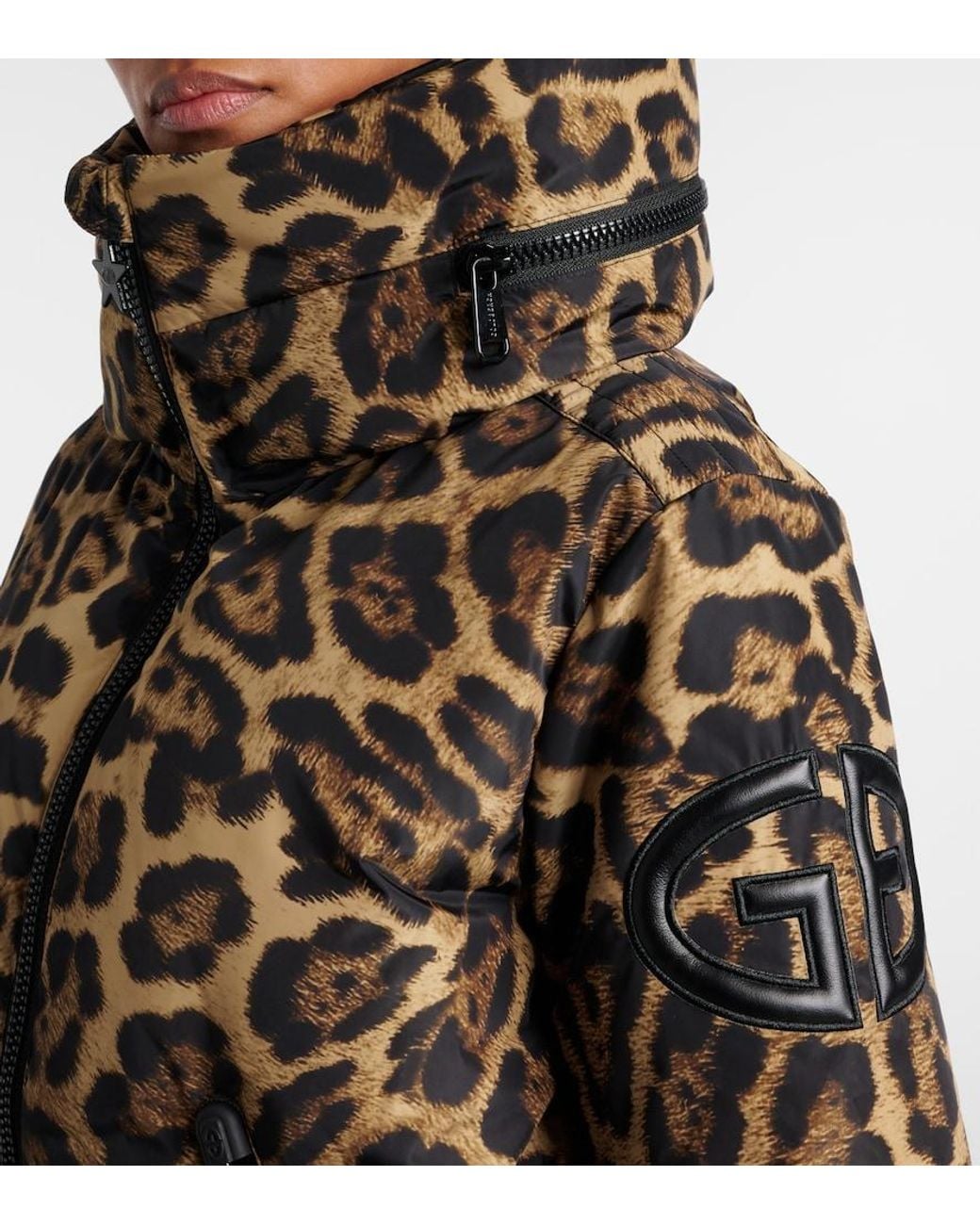 Goldbergh Black Pantera Leopard-Print Down Ski Jacket