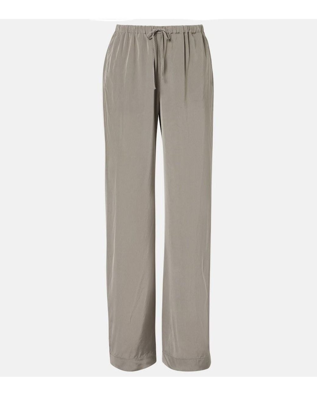 Rohe Gray Striped Wide-Leg Pants