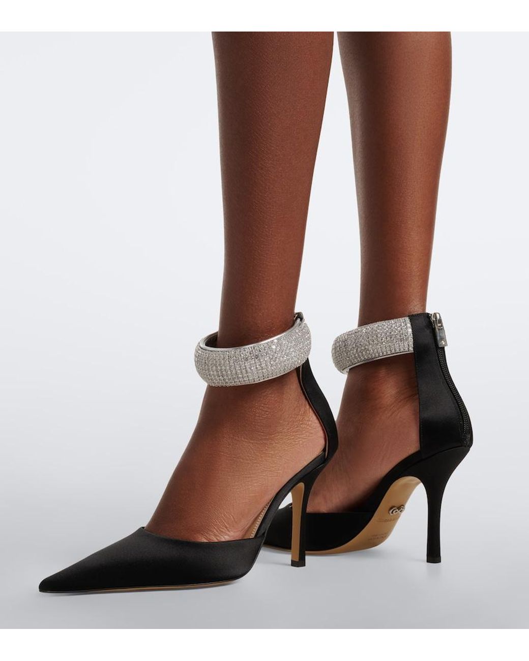 Mach & Mach Metallic She's A Lady Embellished Satin Pumps