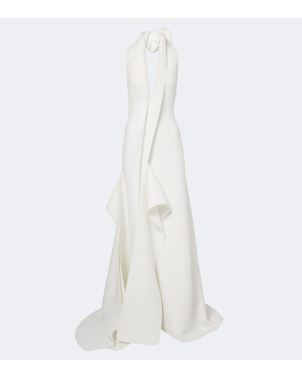 Maticevski White Allude Asymmetric Halterneck Jersey Gown