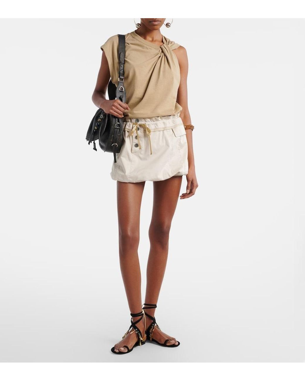 Isabel Marant Natural Jamily Cotton-Blend Miniskirt