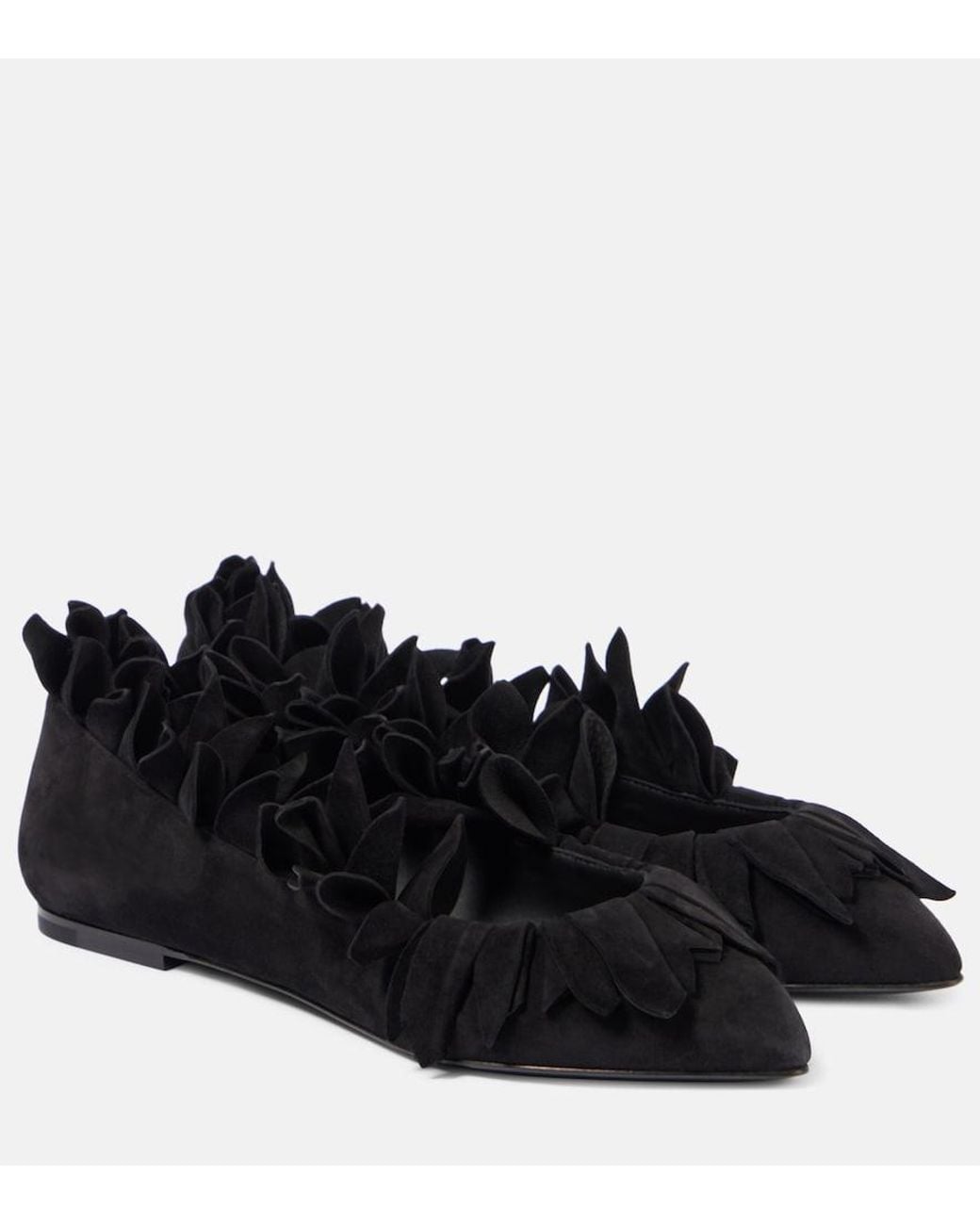 Alaïa Black Petal Suede Ballet Flats