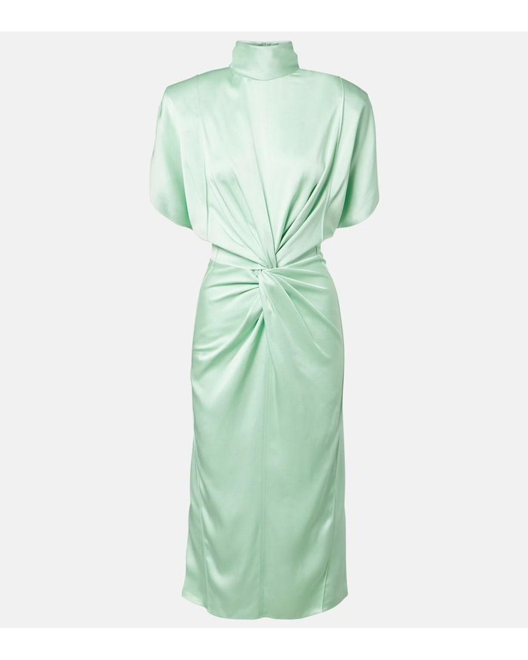 Stella McCartney Satin Midi Dress in Green | Lyst