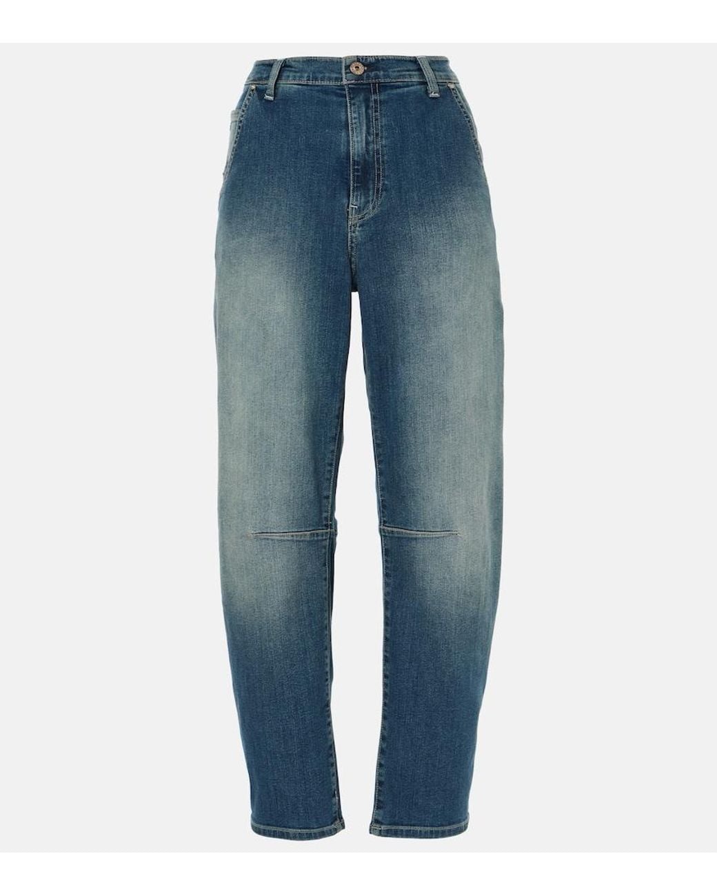 AG Jeans Blue High-Rise Barrel-Leg Jeans